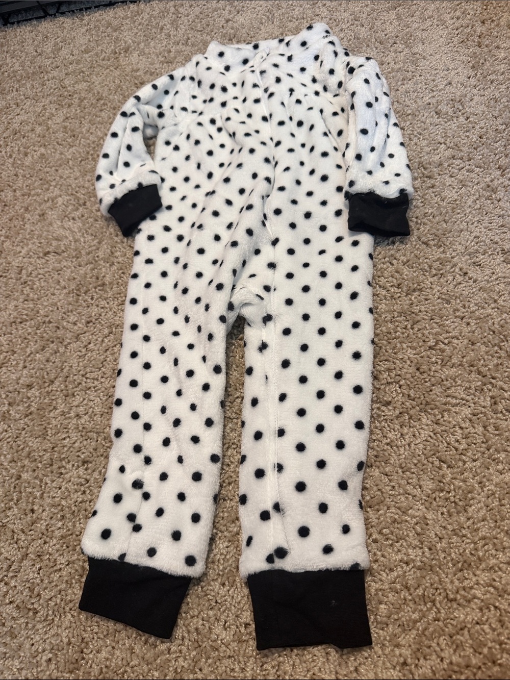 ***6 for $20***Hudson Baby White Fleece One-Piece with Black Polka Dots
